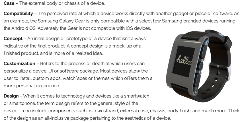 smartwatch glossary