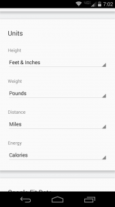 Google Fit Unit Measurements