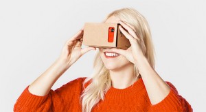 Google Cardboard Virtual Reality Headset in use