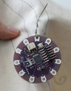Lilypad Arduino module for making classroom wearables