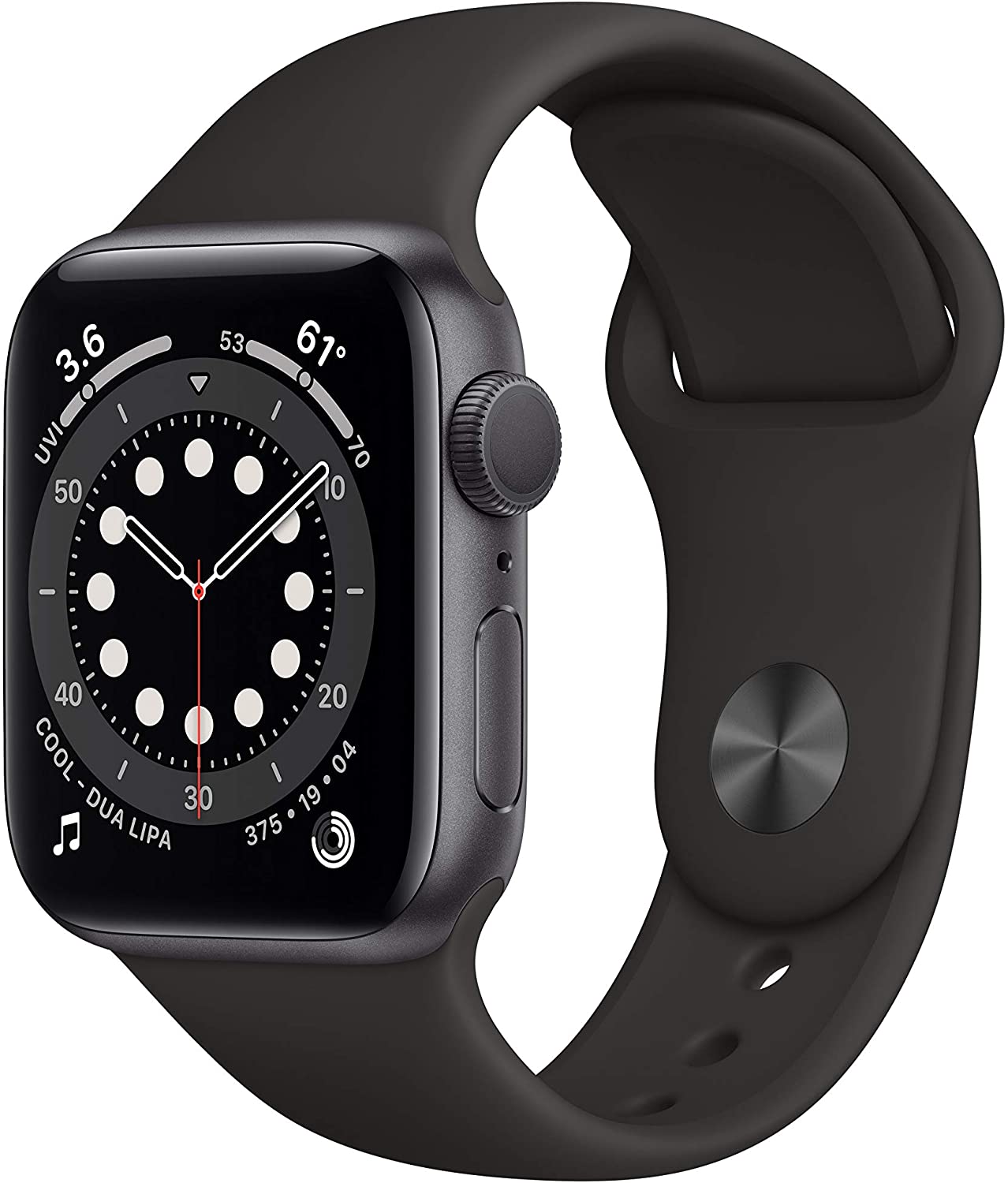 new apple watch series 6 black color isolated on white background