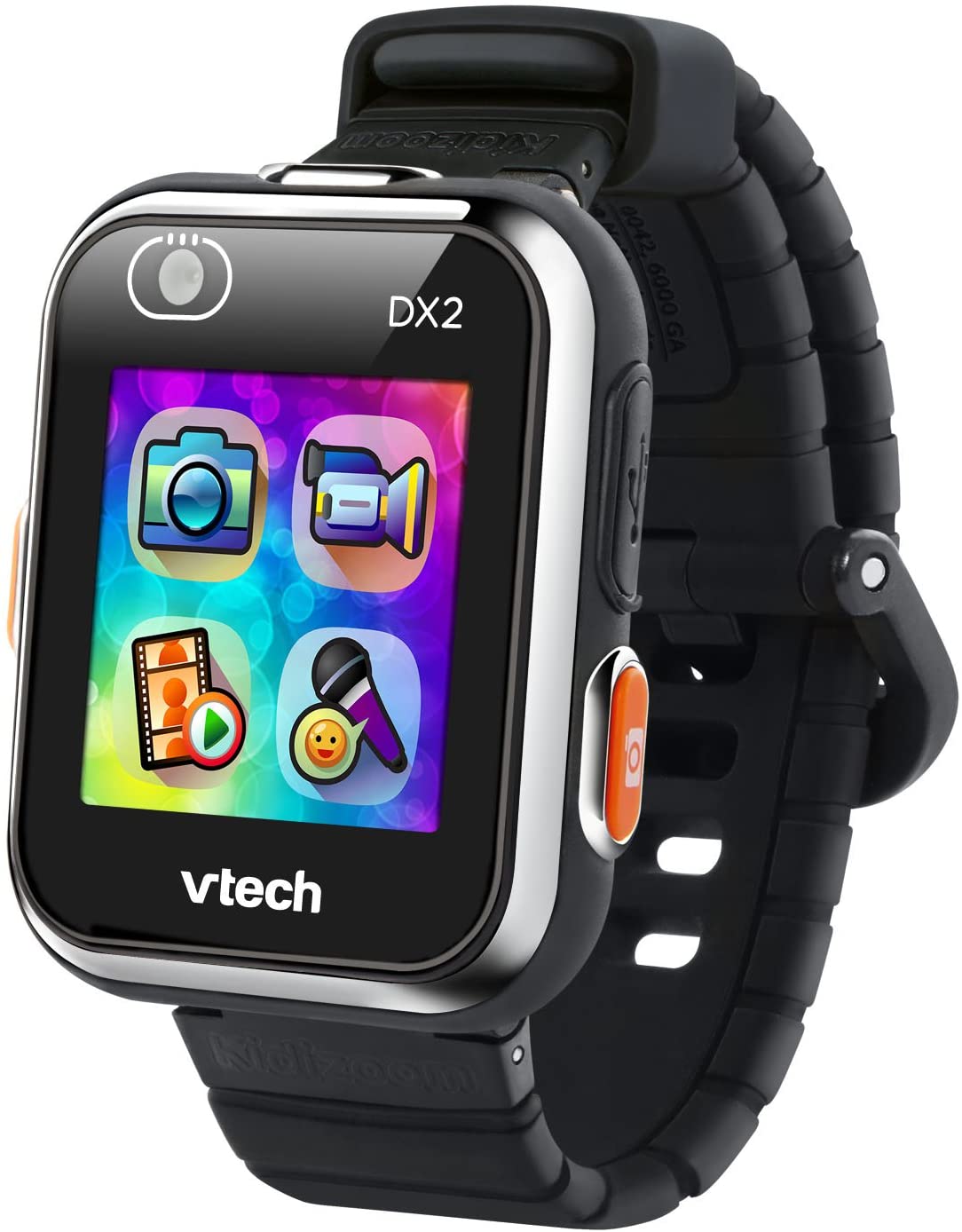 vtech kidizoom smartwatch dx2 for kids in black color, isolated on white background